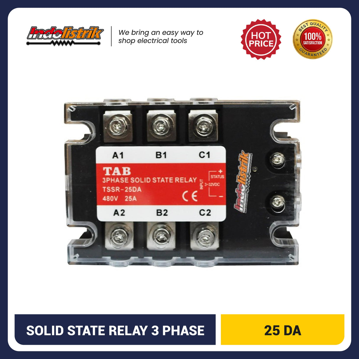 Solid State Relay 3 Phase DC-AC TSSR-25DA TAB - SSR25DA - 25DA