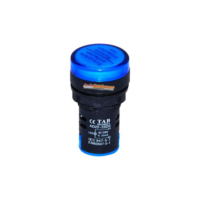 TAB Pilot Lamp LED 22mm AD22 22DS 220 VAC Pure Biru