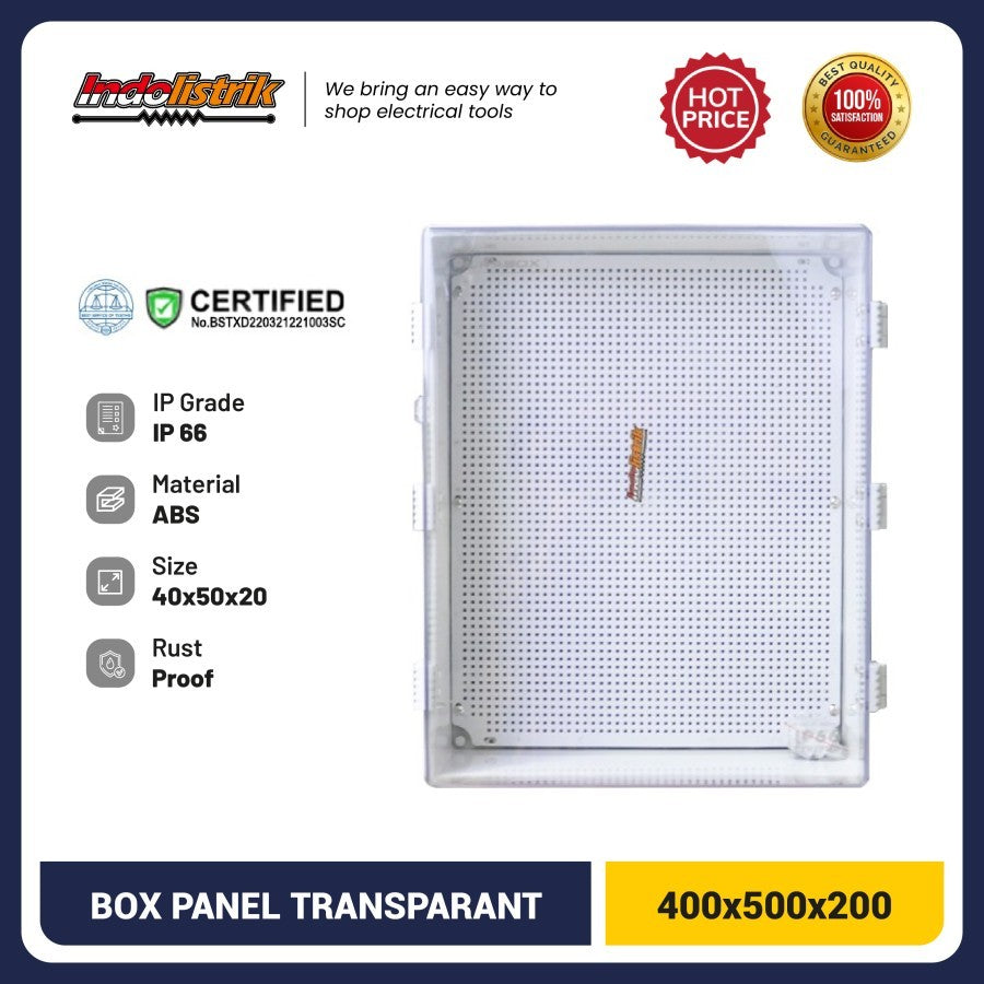 Box Panel Plastik ABS 400x500x200 mm Transparant + Base Plate Durabox
