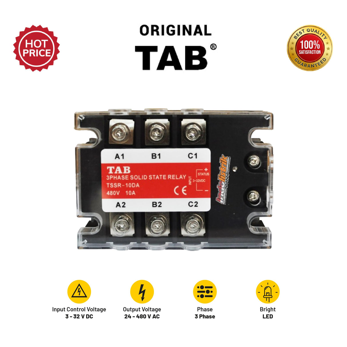 Solid State Relay 3 Phase DC-AC TSSR-10DA TAB - SSR10DA - 10DA
