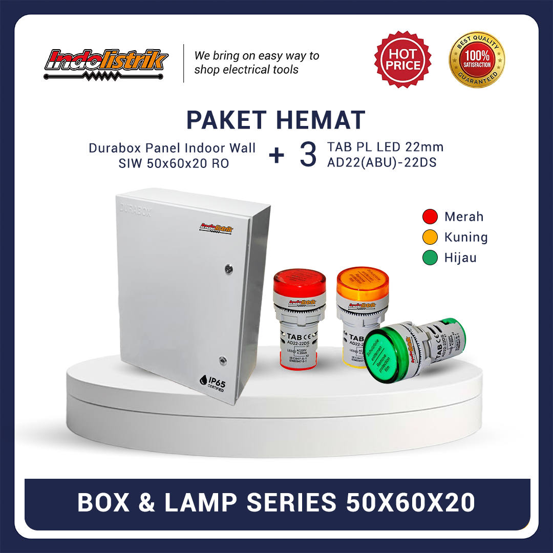 Promo Spesial! Durabox Box Panel Indoor SIW 50x60x20 Base Plate Orange + GRATIS 3 Pilot Lamp LED 22mm Body Abu AD22-22DS TAB