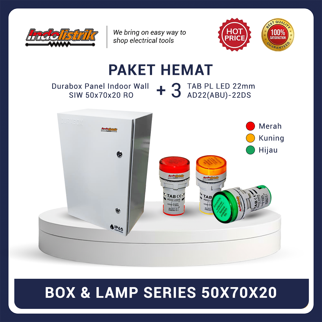 Promo Spesial! Durabox Box Panel Indoor SIW 50x70x20 Base Plate Orange + GRATIS 3 Pilot Lamp LED 22mm Body Abu AD22-22DS TAB