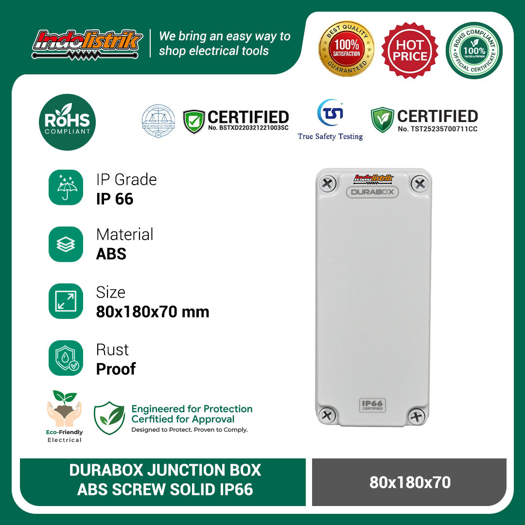 Durabox ABS Plastik Box 80x180x70 mm Abu-abu