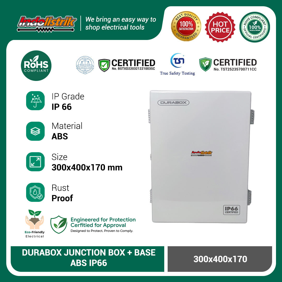 ABS Junction Box Plastik 300x400 x 170 mm Abu-abu + Base Plate Durabox