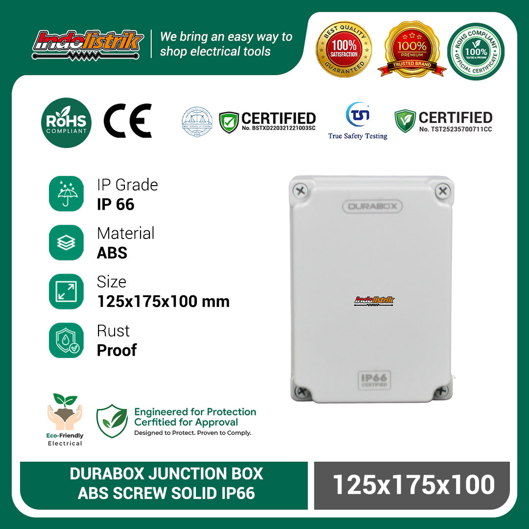 Durabox ABS Junction Box Plastik 125x175x100 mm Abu-abu
