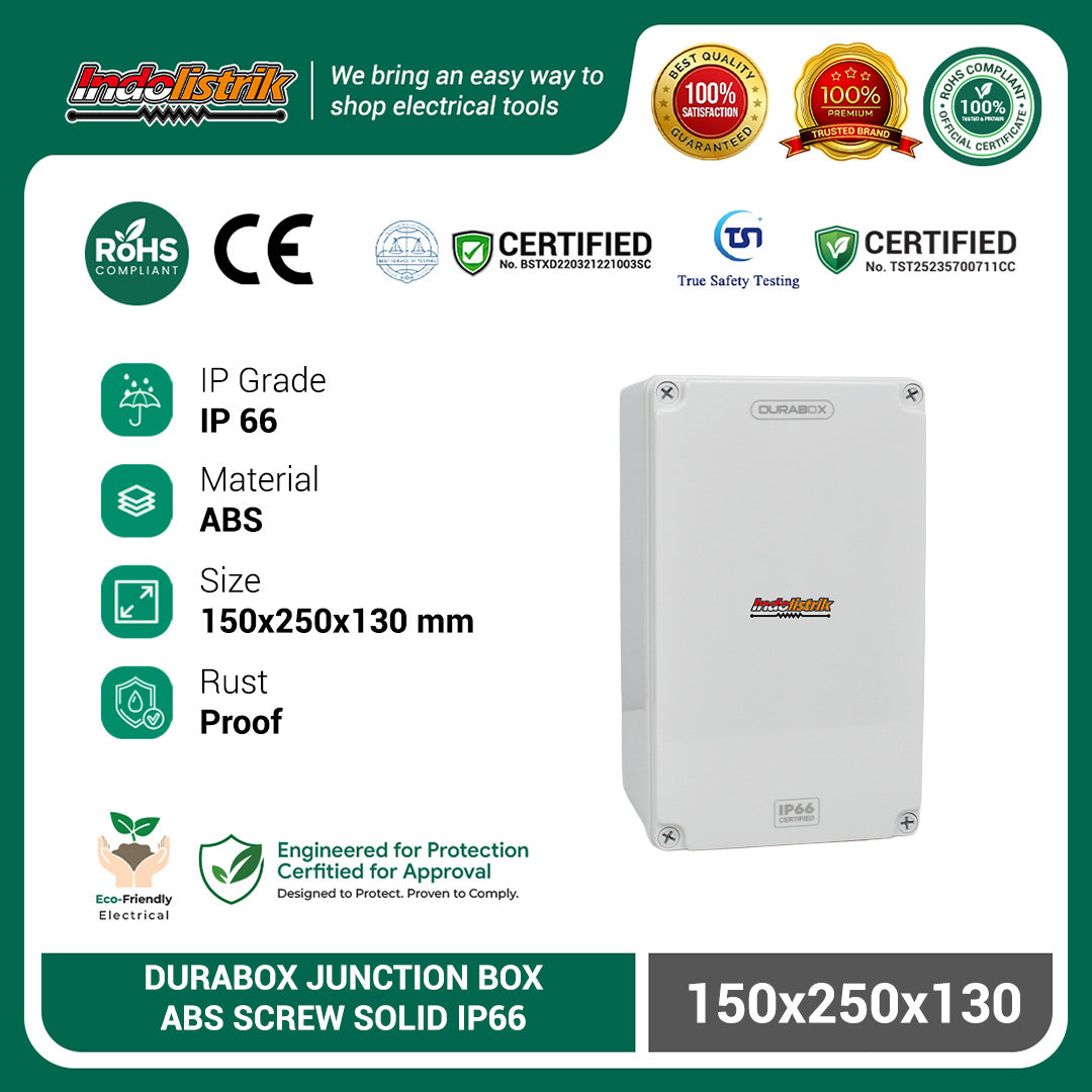 Durabox ABS Junction Box Panel Plastik 150x250x130 mm Abu-abu