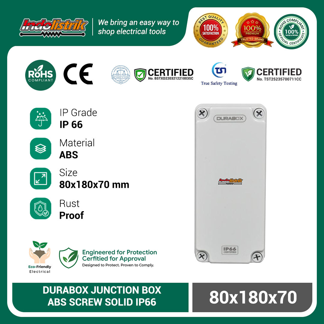 Jual Durabox ABS Plastic Box 80x180x70 mm Abu-abu. Murah & Lengkap