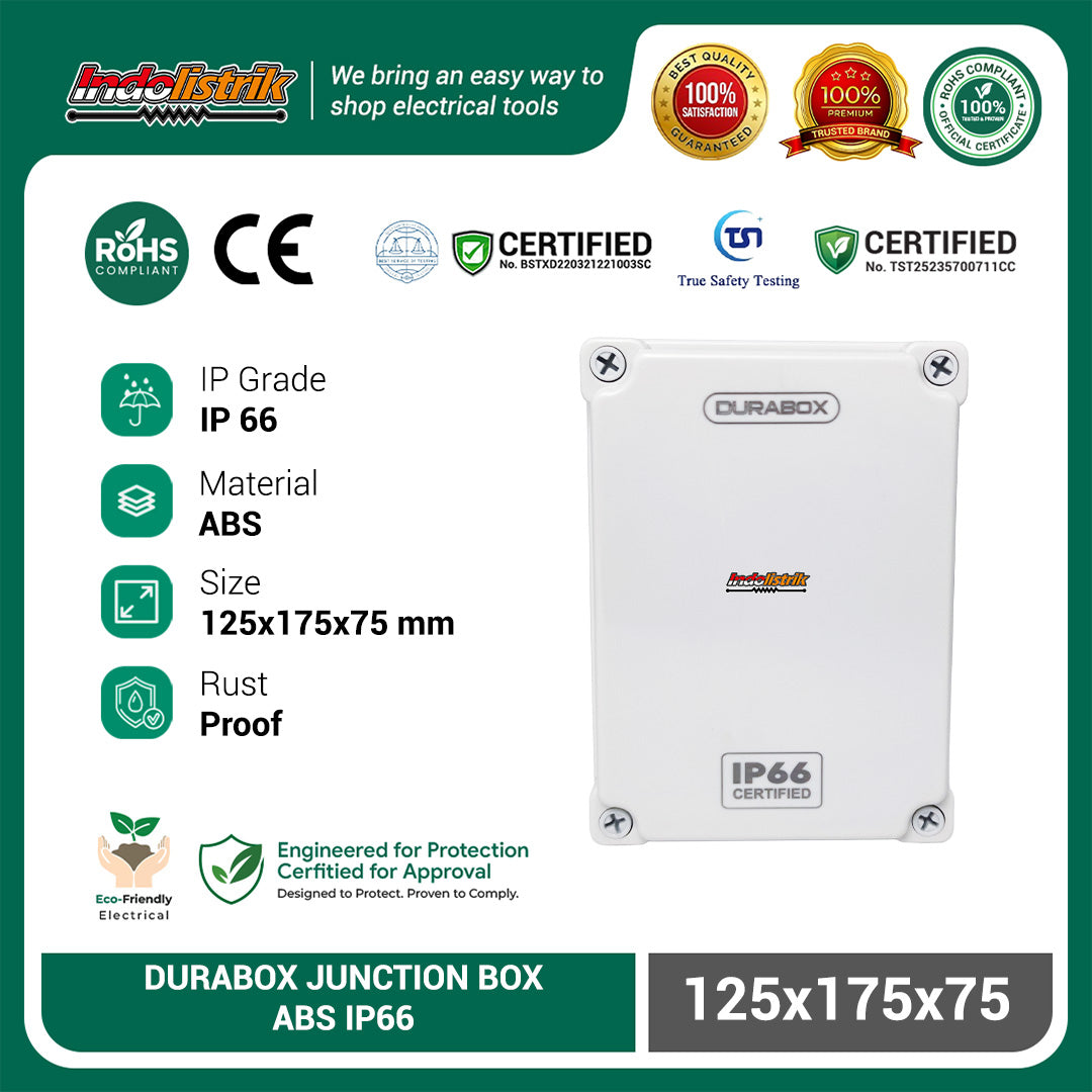 ABS Junction Box Plastik 125x175 x 75 mm Abu-abu Durabox