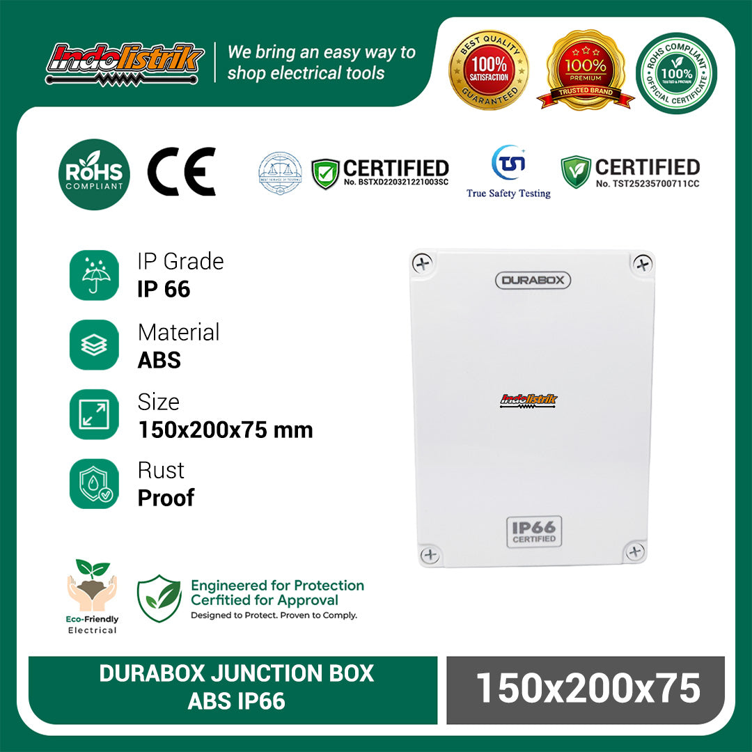 ABS Junction Box Plastik 150x200 x 75 mm Abu-abu Durabox