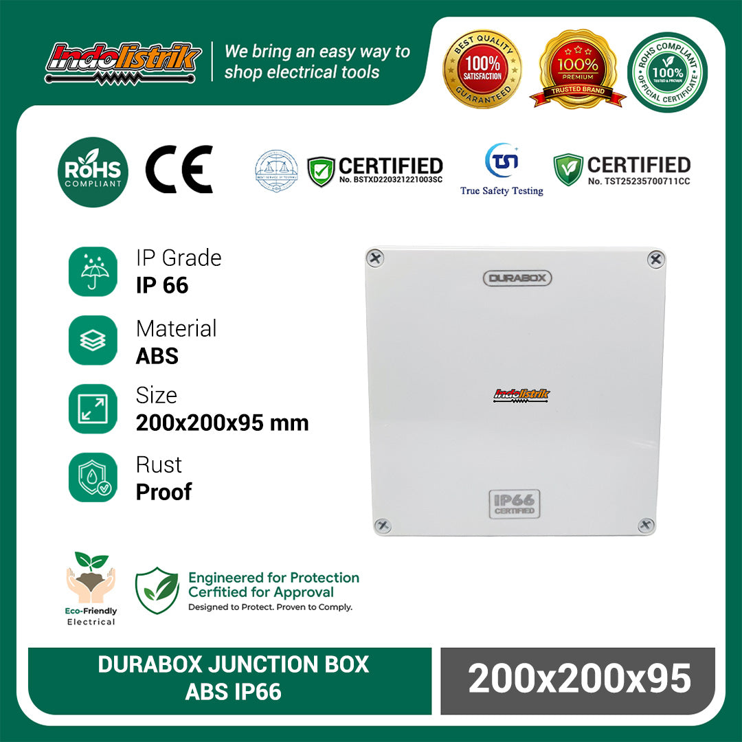ABS Junction Box Plastik 200x200 x 95 mm Abu-abu Durabox
