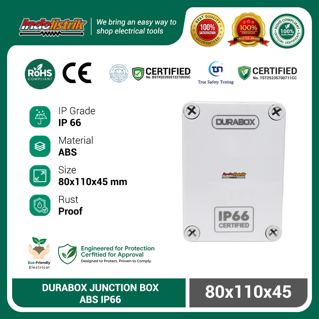 ABS Junction Box Plastik 80x110 x 45 mm Abu-abu Durabox