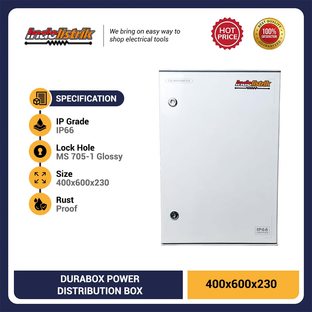 Durabox Box Panel 600x400x230 mm Polyester + Metal IP65 Weatherproof