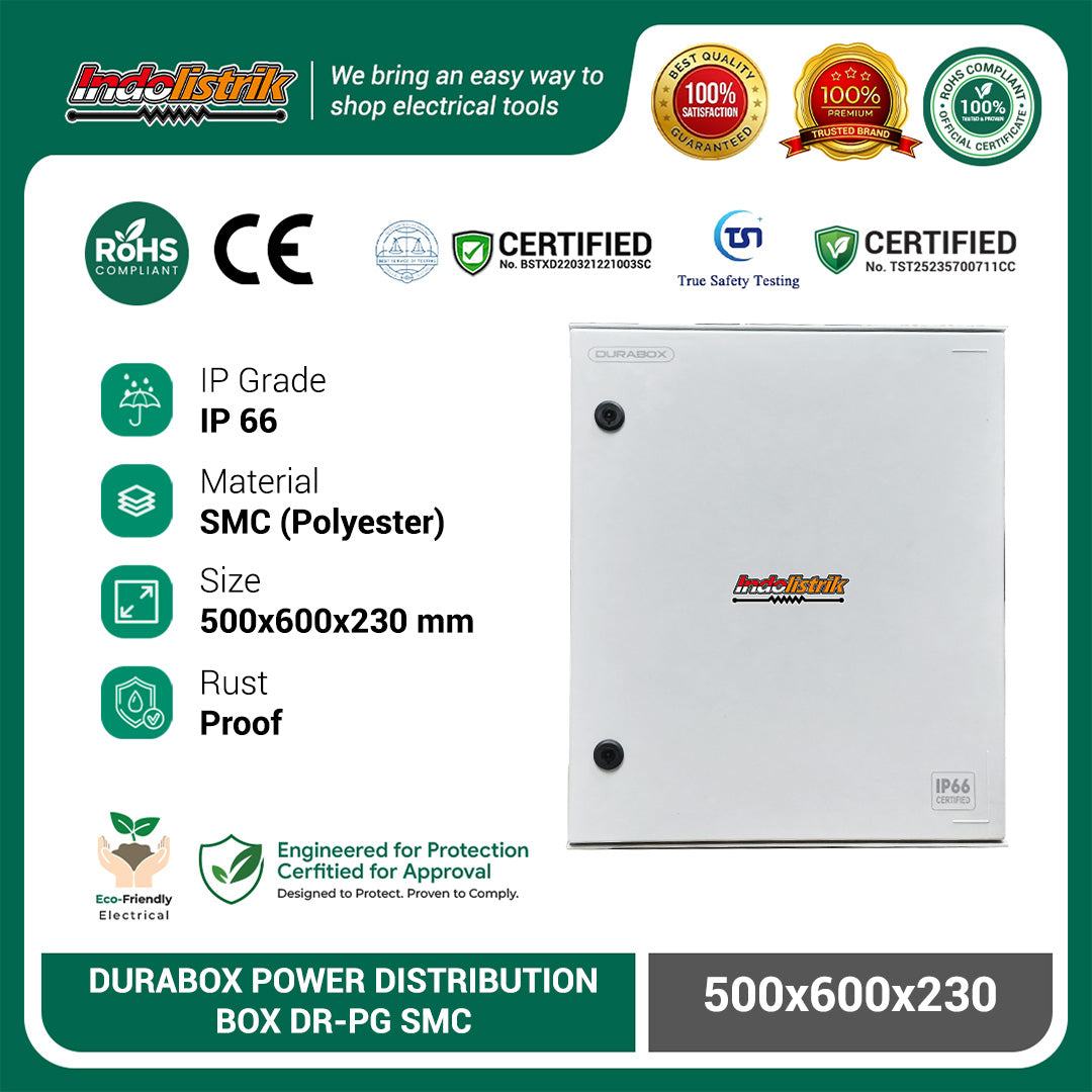 Durabox Box Panel 600x500x230 mm Polyester + Metal IP66 Weatherproof
