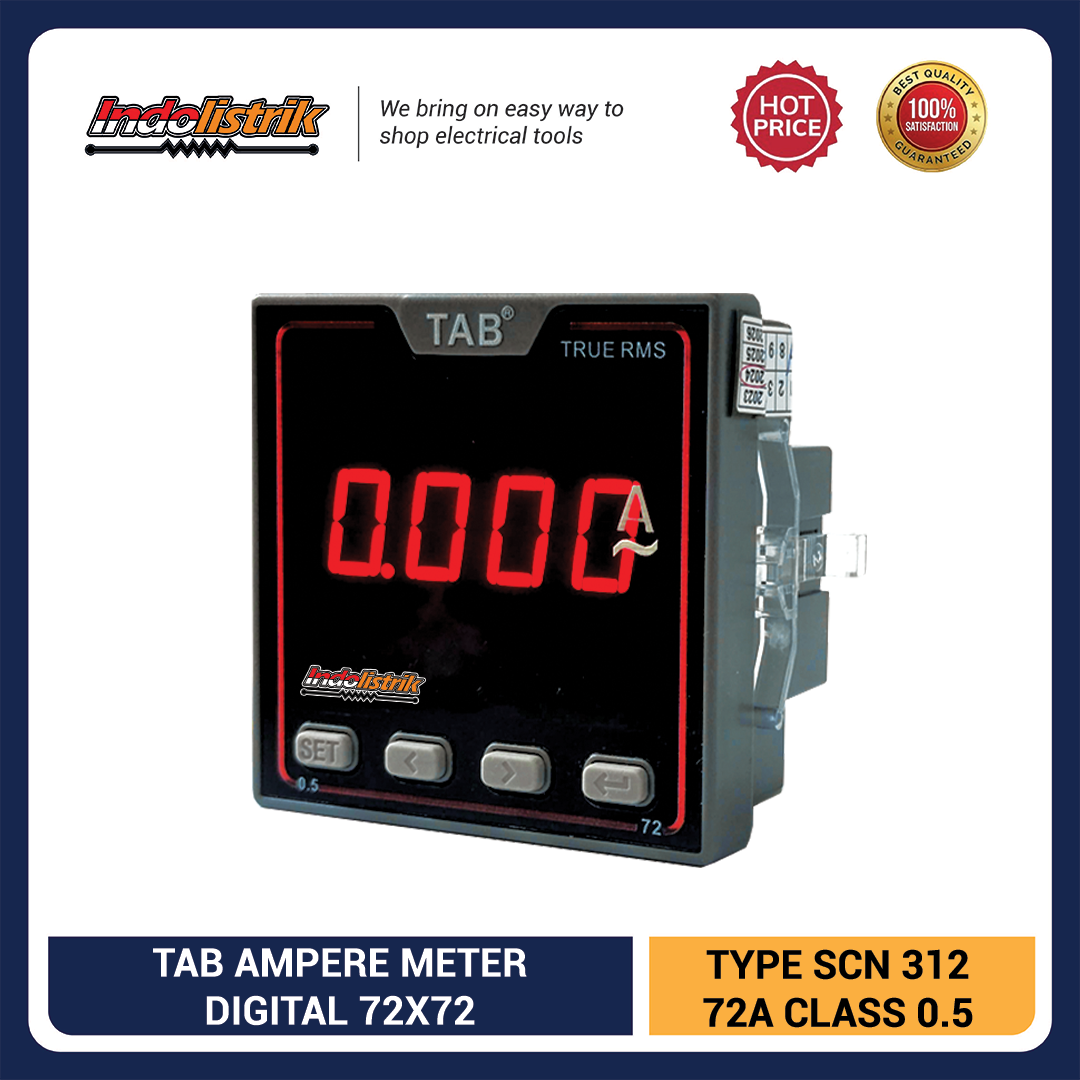 Ampere Meter Digital LED 1 Phase AC 72 x 72 SCN312 TAB
