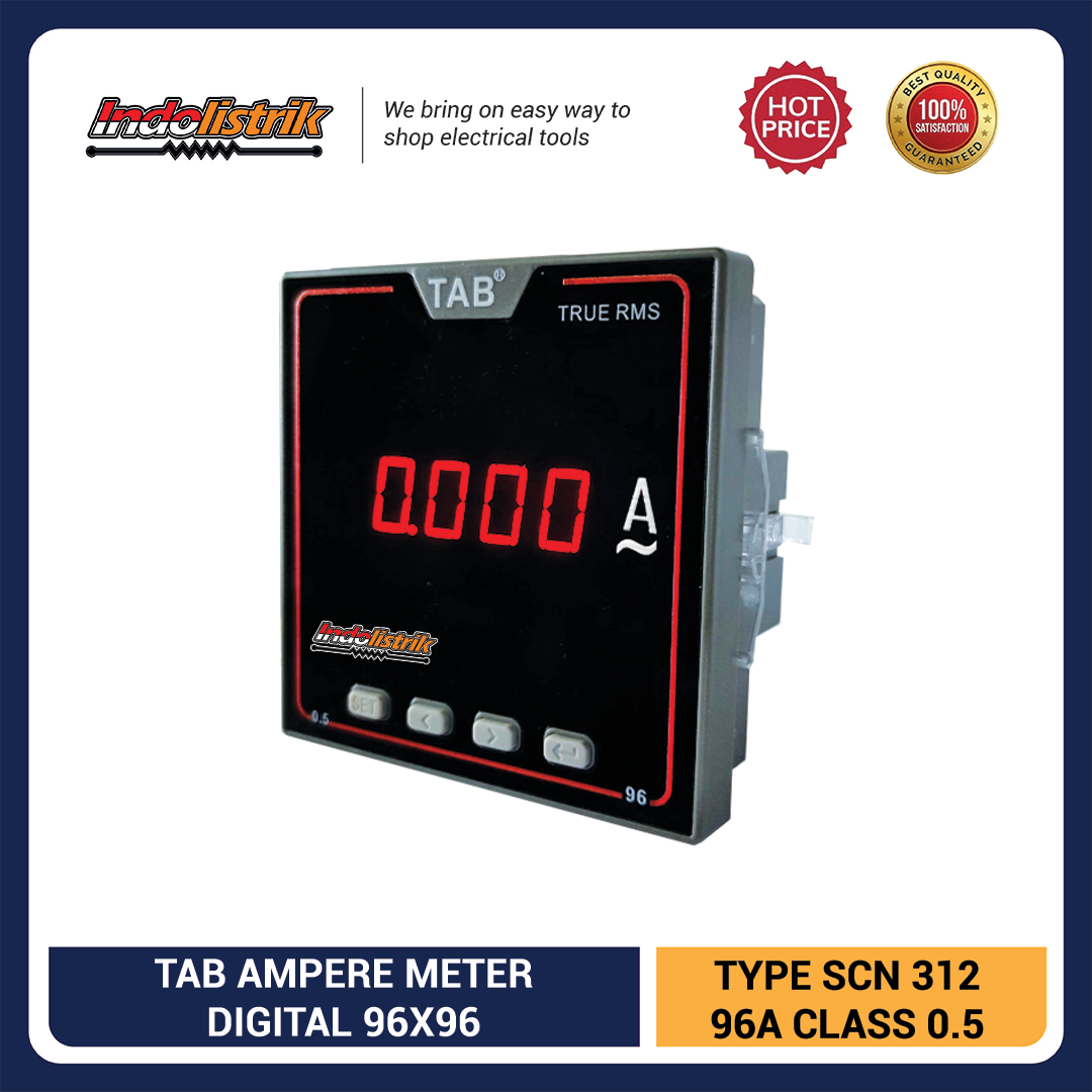 Ampere Meter Digital LED 1 Phase AC 96 x 96 SCN312 TAB