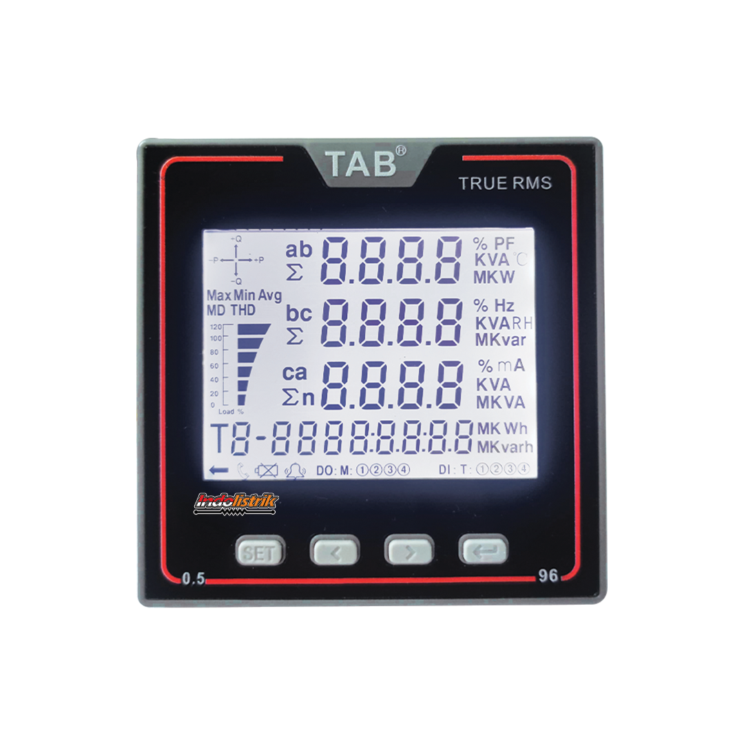 Power Multi Meter Digital LCD 3 Phase 96 x 96 SCN310 TAB