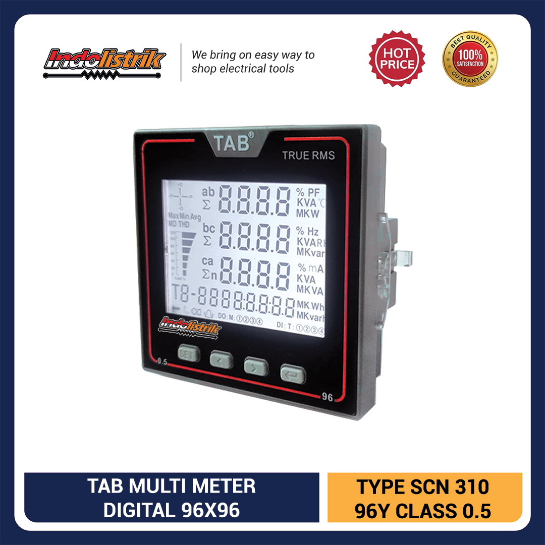 Power Multi Meter Digital LCD 3 Phase 96 x 96 SCN310 TAB