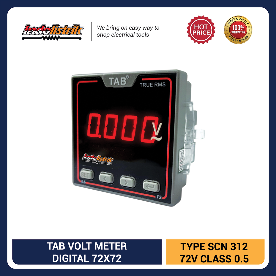 Voltmeter Digital LED 1 Phase AC 72 x 72 SCN312 TAB