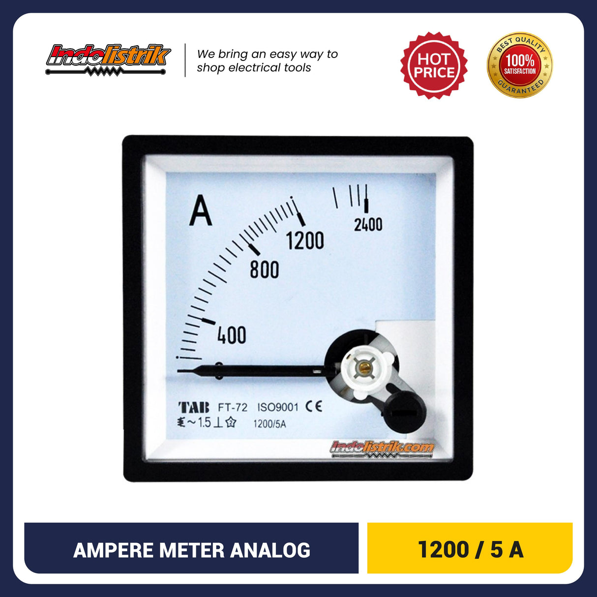 TAB Ampere Meter Analog 72x72 Via CT 1200/5A