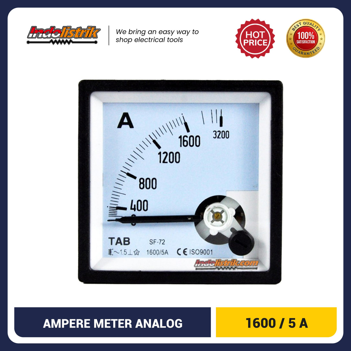 TAB Ampere Meter Analog 72x72 Via CT 1600/5A