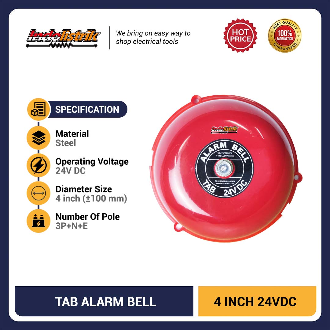 TAB Alarm Round Bell 24VDC 4 inch Merah