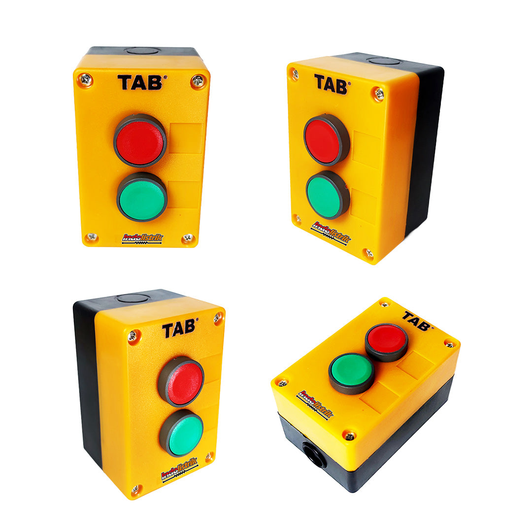 Paket Kotak Tombol Push Button TAB 2 Tombol (Merah–Hijau) | Enclosure Control Box Start Stop