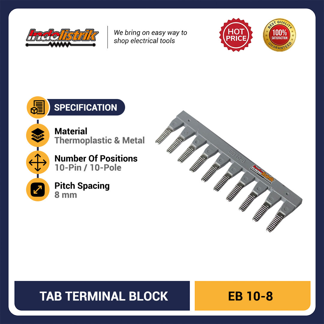 Jumper Terminal Block 10 Pin TAB EB 10-8 Bridge Connector Panel Listrik