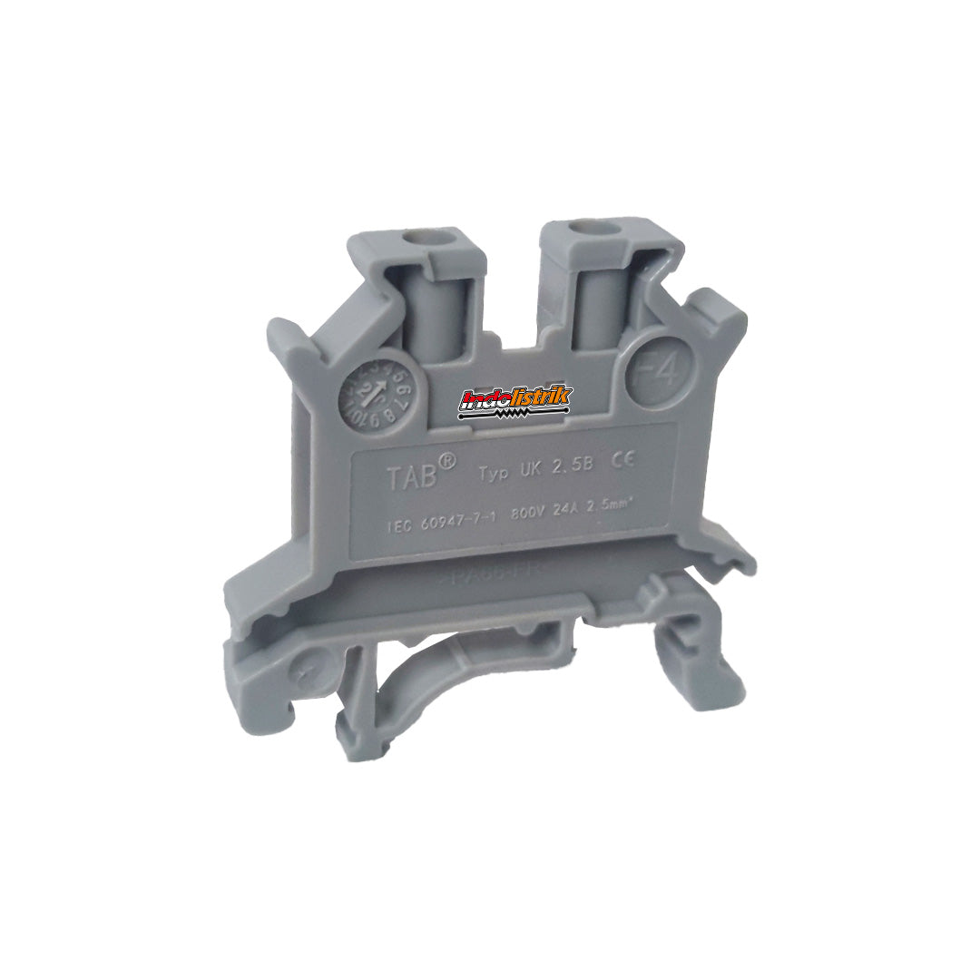 Terminal Block UK2.5B TAB Rel DIN Konektor Kabel Panel Listrik Abu Abu