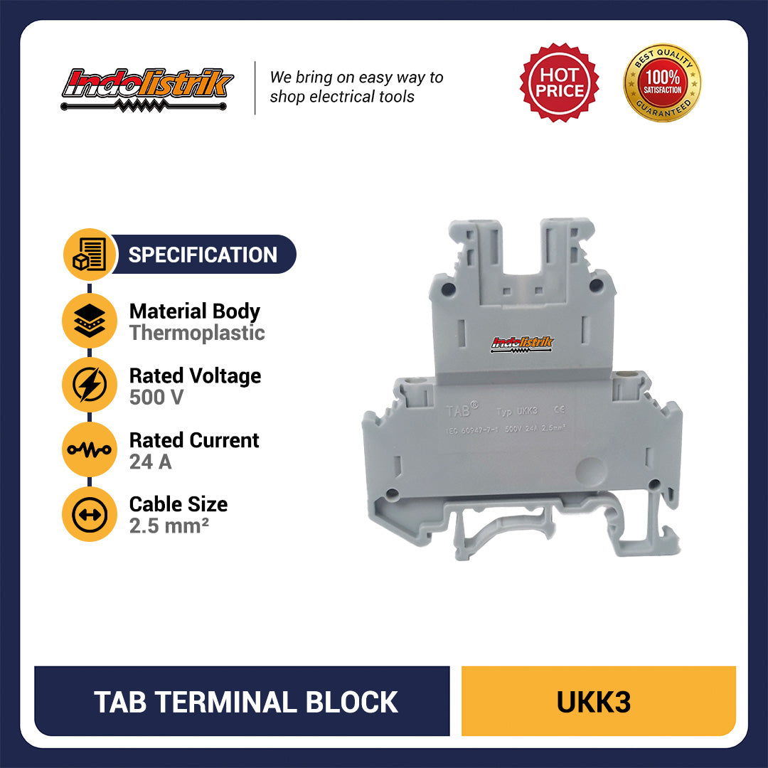 Terminal Block TAB UKK3 Rel DIN Konektor Kabel Panel Listrik