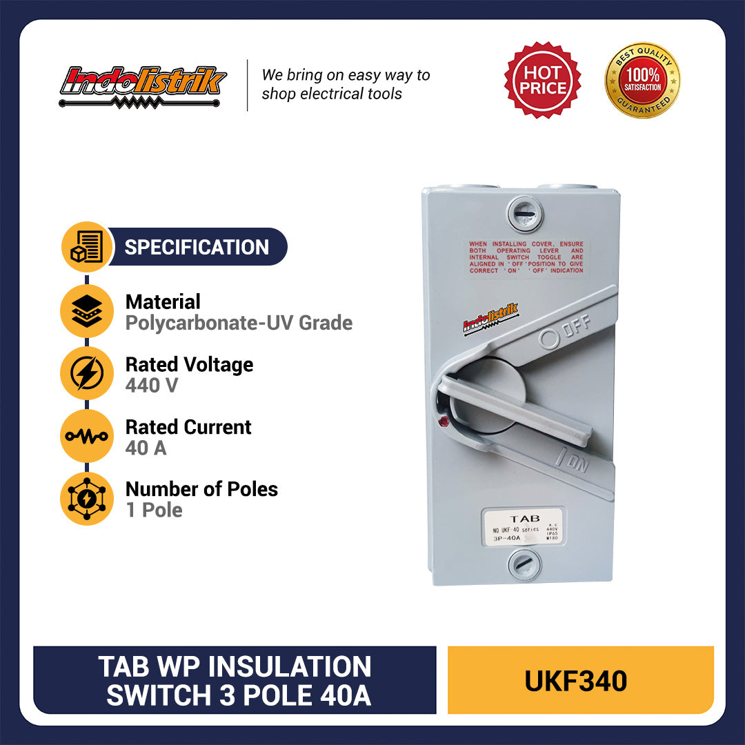 TAB Weatherproof Isolating Switch UKF-340 3 Pole 40A