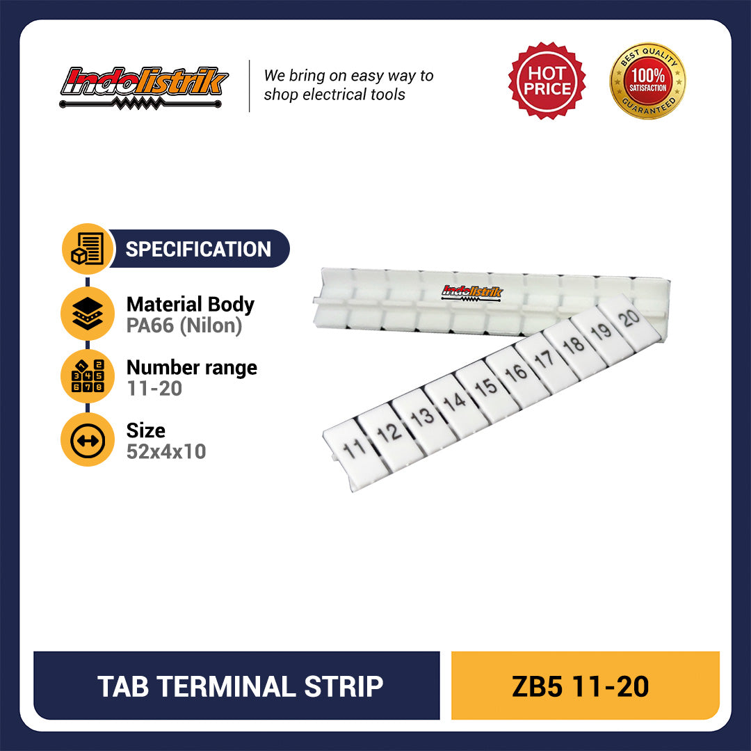Marker Kabel ZB5 1-100 Penanda Nomor Terminal Block Panel Listrik Nylon Tebal Tidak Mudah Pudar