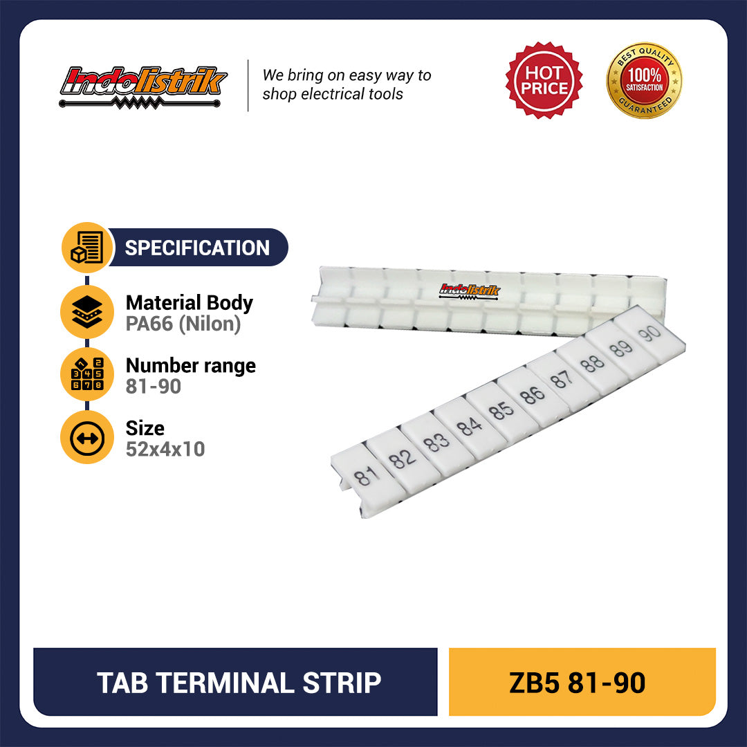 Marker Kabel ZB5 1-100 Penanda Nomor Terminal Block Panel Listrik Nylon Tebal Tidak Mudah Pudar