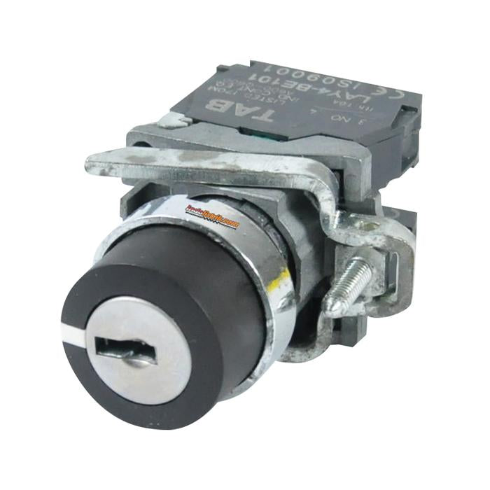 TAB Key-Selector Switch 3posisi Stay-Put 22mm LAY4-BG33