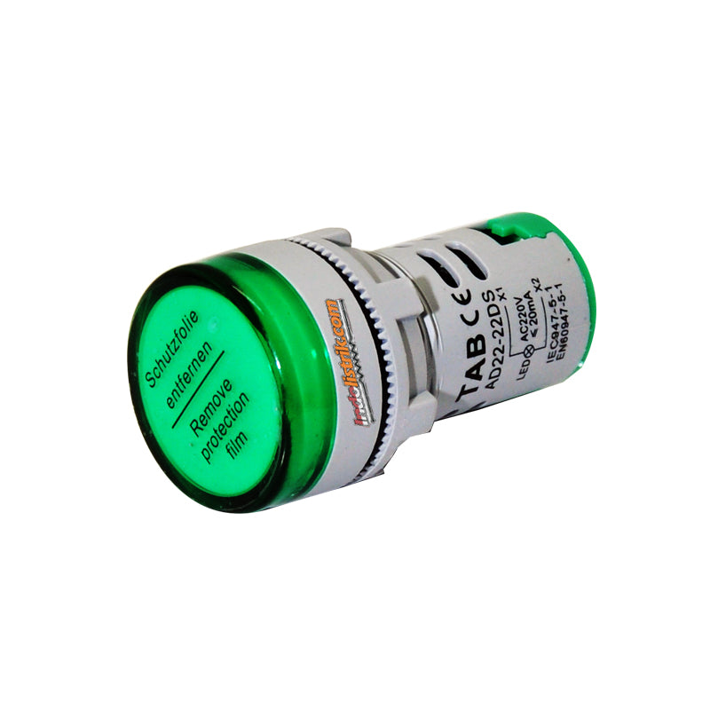 TAB Pilot Lamp LED 22mm AD22 (Abu) 22DS 220V AC Hijau
