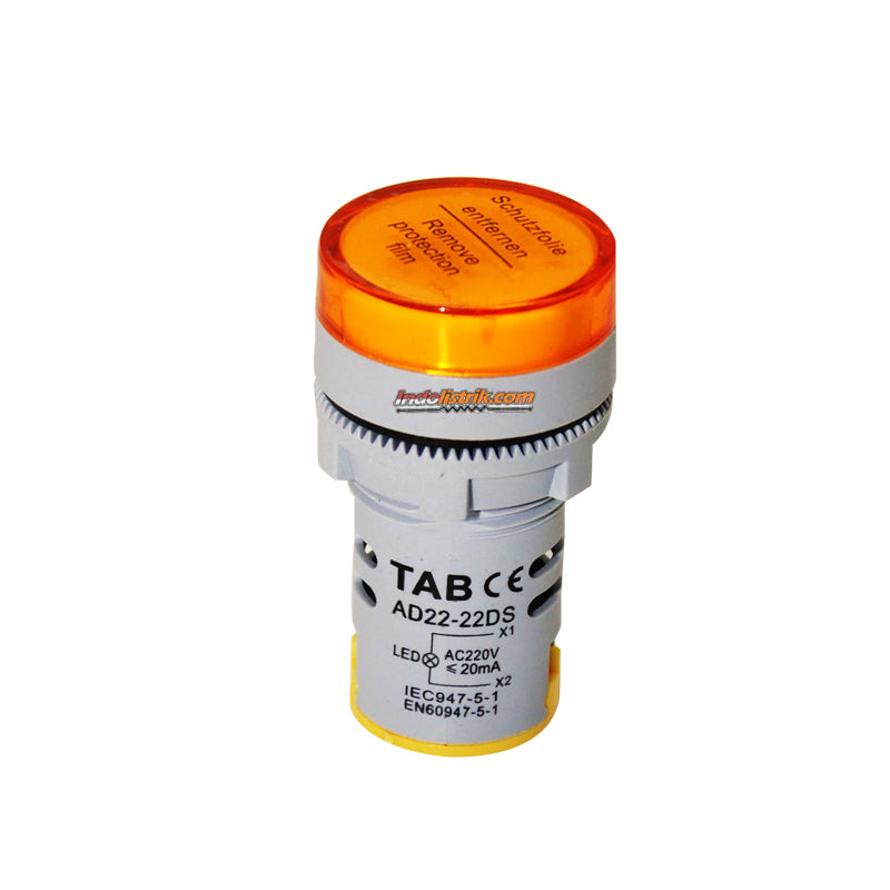 TAB Pilot Lamp LED 22mm AD22 (Abu) 22DS 220V AC Kuning