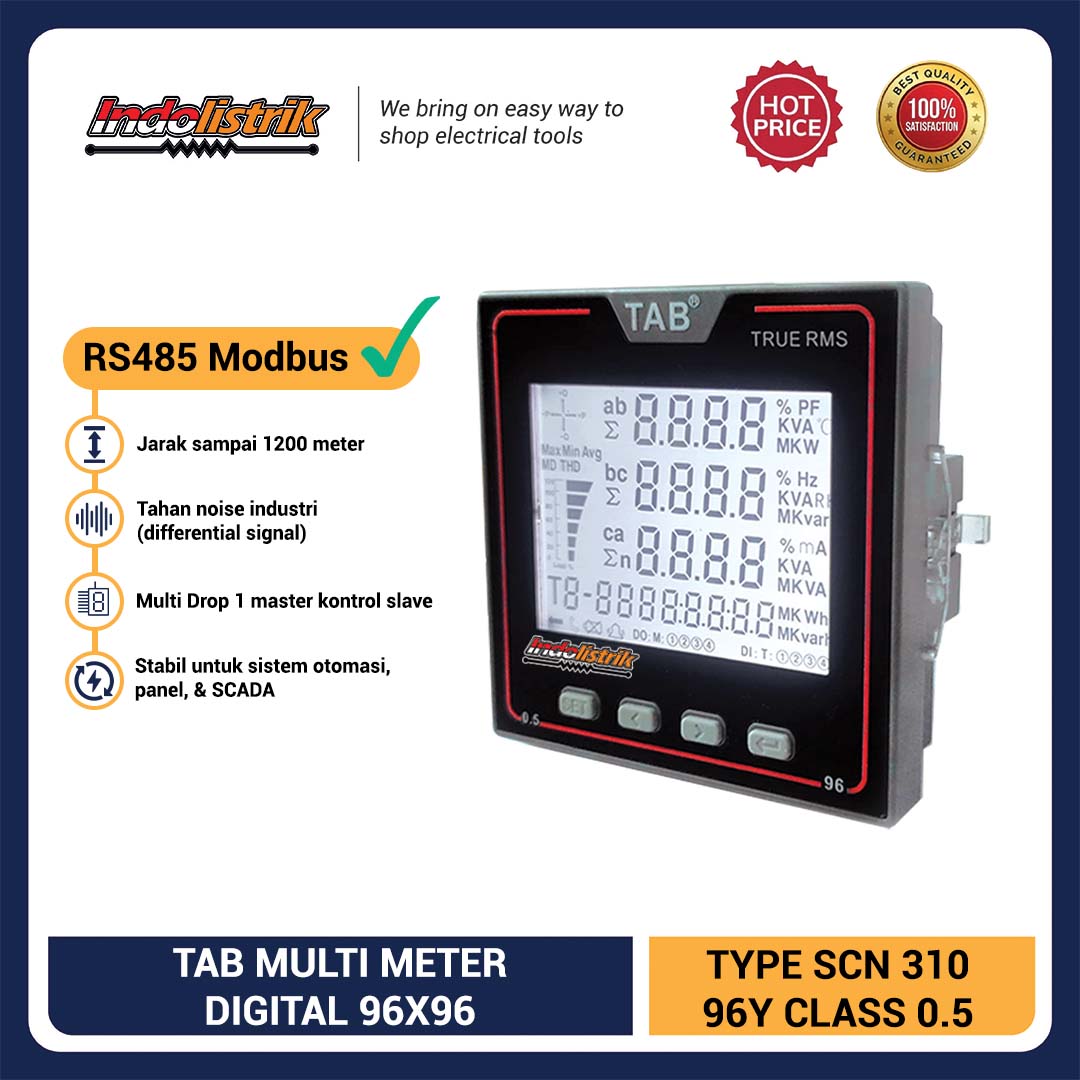 Power Multi Meter Digital LCD 3 Phase 96 x 96 SCN310 TAB