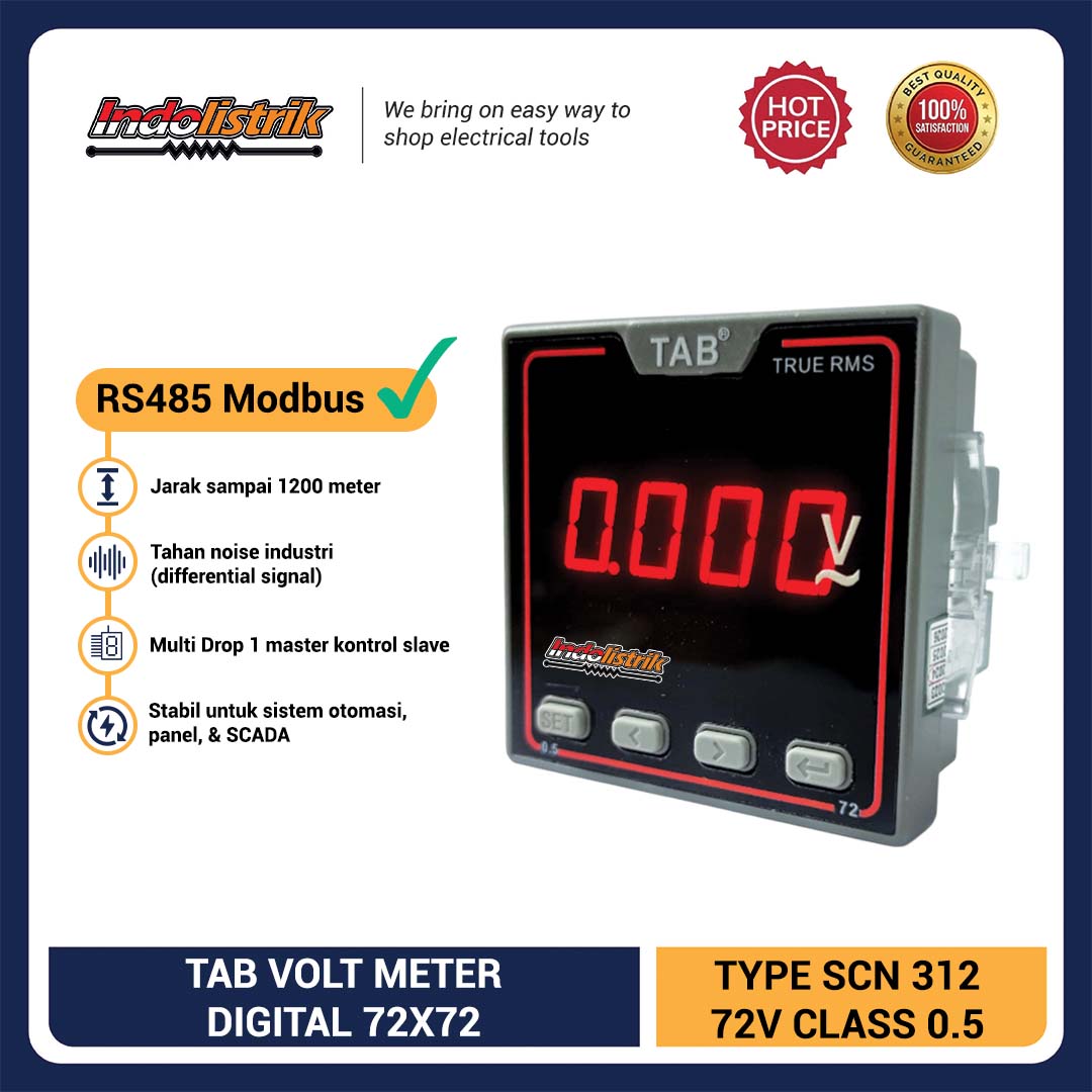 Voltmeter Digital LED 1 Phase AC 72 x 72 SCN312 TAB