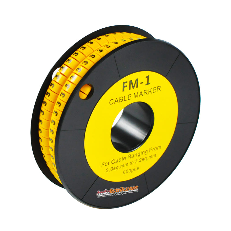 Nintoku Kabel Marker FM - 1 Angka 3 Oval Kuning