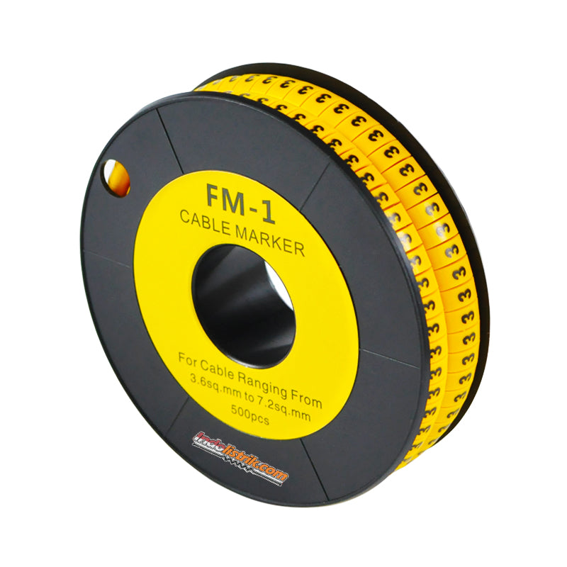 Nintoku Kabel Marker FM - 1 Angka 3 Oval Kuning