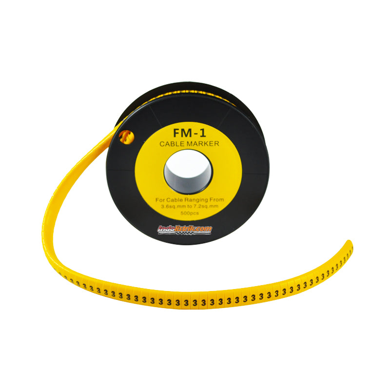 Nintoku Kabel Marker FM - 1 Angka 3 Oval Kuning