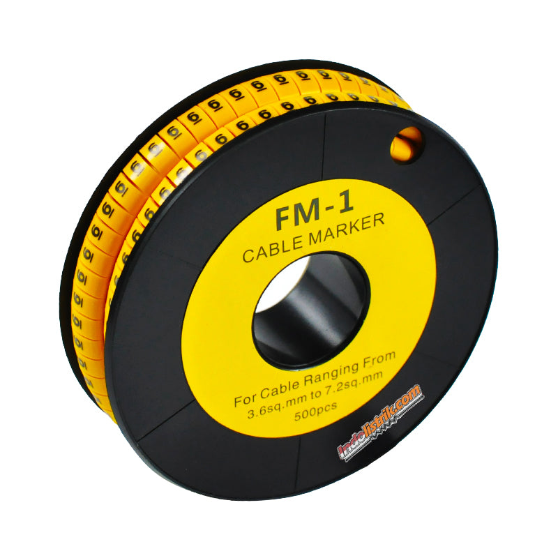Nintoku Kabel Marker FM - 1 Angka 6 Oval Kuning