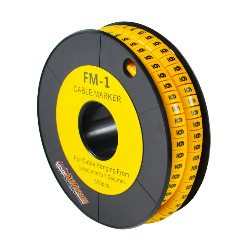 Nintoku Kabel Marker FM - 1 Angka 6 Oval Kuning