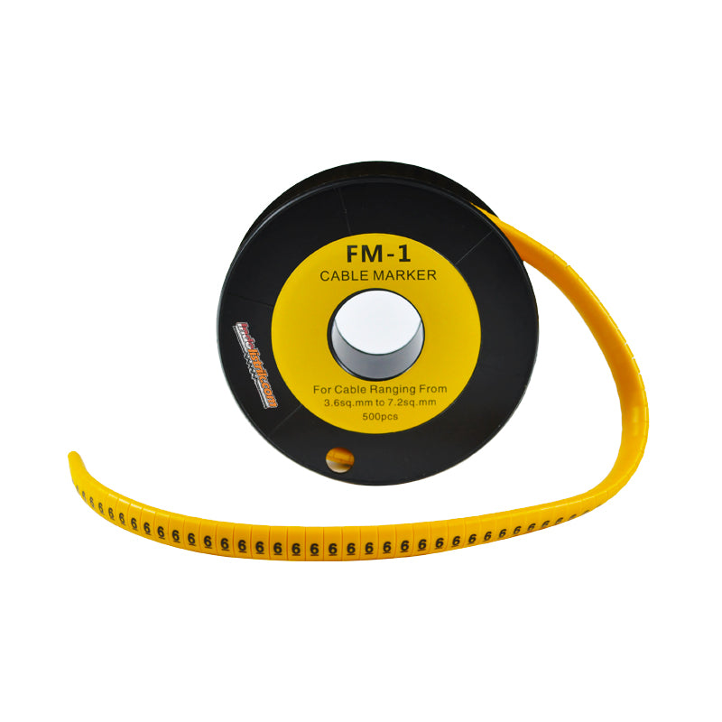Nintoku Kabel Marker FM - 1 Angka 6 Oval Kuning