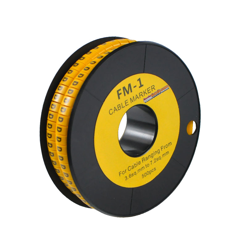 Nintoku Kabel Marker FM - 1 Huruf D Oval Kuning