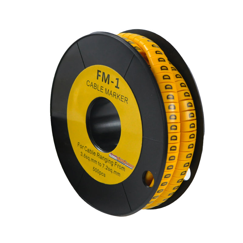 Nintoku Kabel Marker FM - 1 Huruf D Oval Kuning