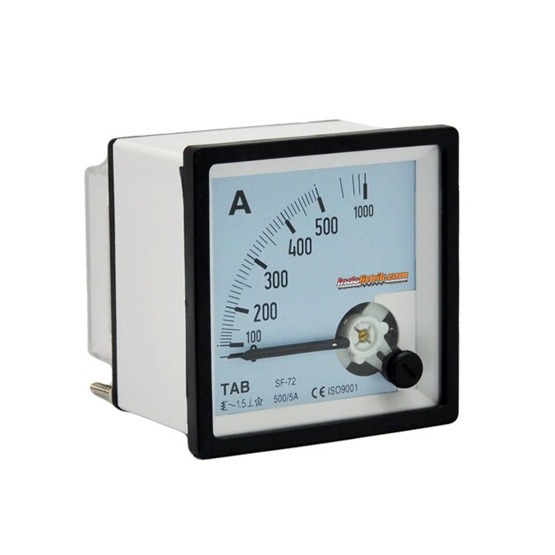 TAB Ampere Meter Analog 72x72 Via CT 500/5A