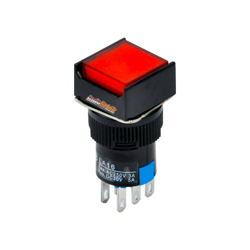 TAB Push Button 16mm LA16F-22S Kotak Merah