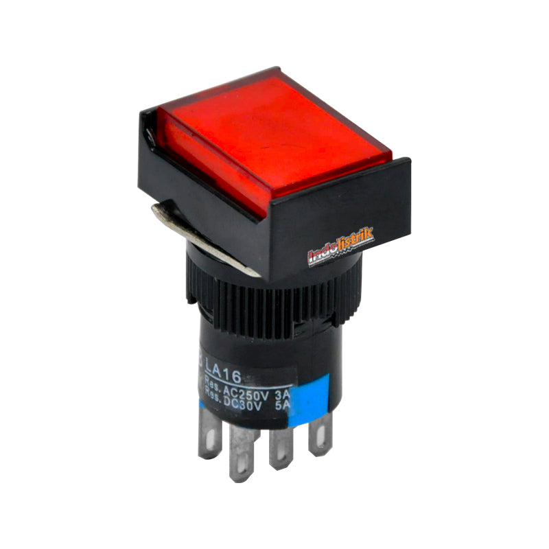 TAB Push Button 16mm LA16J-22 Persegi Merah