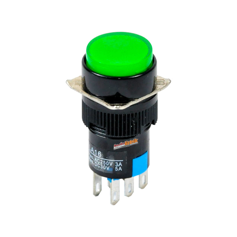 TAB Push Button 16mm LA16Y-22S Bulat Hijau