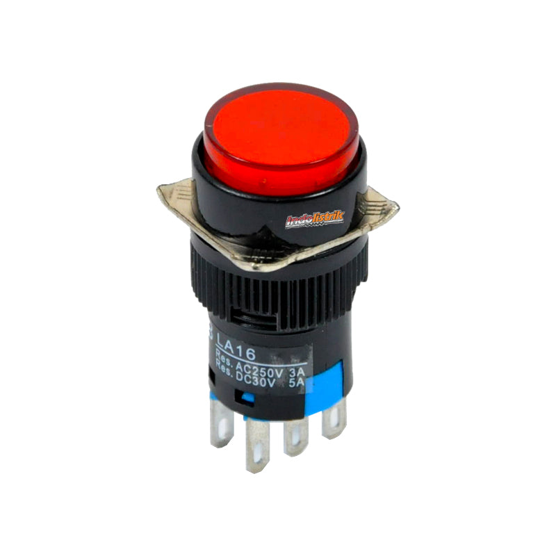 TAB Push Button 16mm LA16Y-22S Bulat Merah